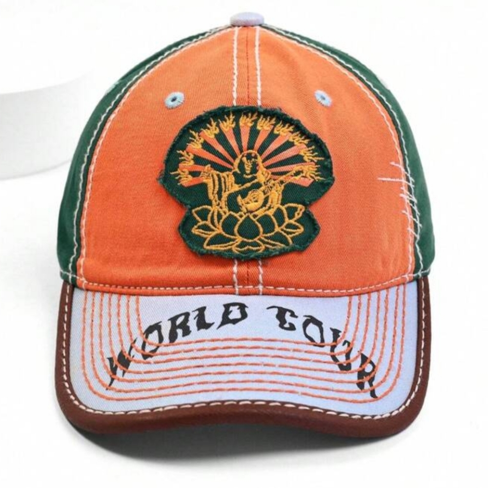 🆕️True Religion Embroidered Adjustable  Orange & Green Hat/Baseball Cap